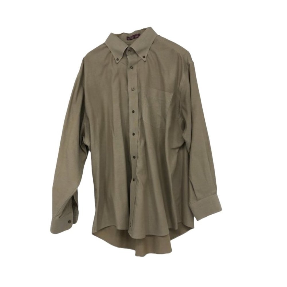 Nordstrom tan 100% Cotton wrinkle free men’s dress shirt neck 16.5  (32)